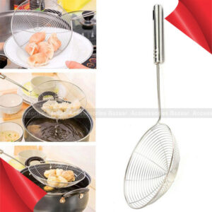 Stainless Steel Long Handle Strainer Drainer Sifter Colander Spoon Kitchen Tool