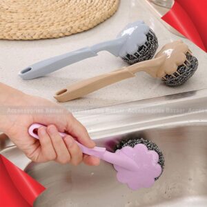 Cleaning Brush Handle Steel Ball Kettle Pan Dish Kitchen Bathroom