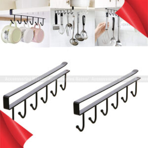 Iron 6 Hooks Cup Holder Hanging Bathroom Hanger Kitchen Organizer