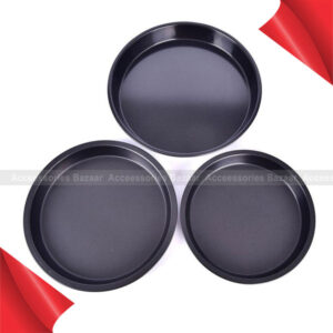 3 pcs Round Pizza Plate Pan Deep Dish Tray Carbon Steel Non-Stick Mold Baking Mold