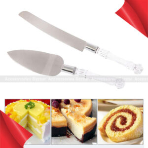 2 pcs Wedding Cake Knife and Server Set Stainless Steel Blade Classic