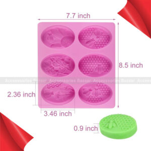 6 Cavities 3D  Silicone Oval Molds Honeycomb Soap Mold Cake Baking Mold