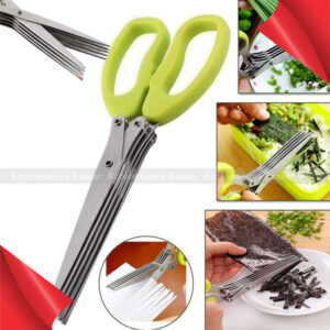 5 layers Stainless Steel Kitchen Knives Scissors Scallion Cut Herb Spices Scissors