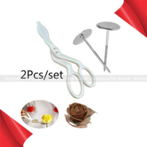 2pcs Cake Decorating Nails Stainless Steel Cake Flower Needle and Plastic Scissor