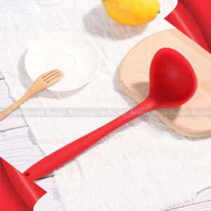 1Pc Silicone Ladle Spoon Heat Resistant Long Handled Soup Spoon
