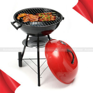 Portable Red Kettle Trolley BBQ Grill Charcoal Barbecue Wood Barbeque Picnic