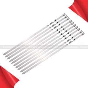 10Pcs 50cm Long BBQ Barbecue Kebab Food Meat Skewers Outdoor Grill Tools