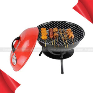 Stainless Steel Round Folding Barbecue Charcoal Portable Red Kettle Trolley