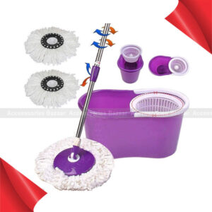 Spin Wet Mop and Bucket with Dual Microfiber Mop Heads