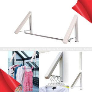 Wall Mountable Hidden Type Dual Clothes Hanger with Drying Rack Stand