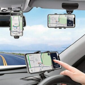 360 Degree Dashboard Car Phone Holder Rearview Mirror Sun Visor Navigation Adjustable
