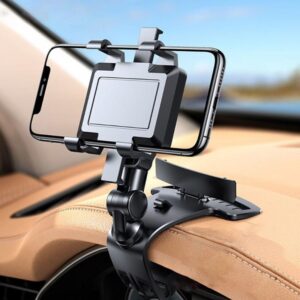 360 Degree Dashboard Car Phone Holder Rearview Mirror Sun Visor Navigation Adjustable