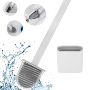 Silicone Toilet Brush Wall-mounted Flexible Soft Brush Head Removable Handle Cleaning Brush Home Bathroom Tools