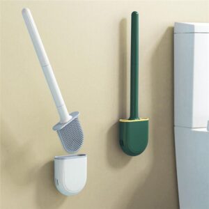 Silicone Toilet Brush Wall-mounted Flexible Soft Brush Head Removable Handle Cleaning Brush Home Bathroom Tools
