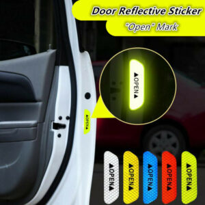 4pcs Reflective Car Door Edge Guard Open Sign Tape Warning Mark Sticker Safety