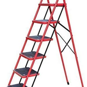 6 Steps Anti-Skid Iron Ladder Dormitory Stepladders Courtyard Repair Ladder Family Ladder Stool/Pedal