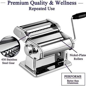 Pasta Maker Machine, Manual Stainless Steel Noodles Maker, 7 Adjustable Thickness Settings Pasta Roller Press and Cutter