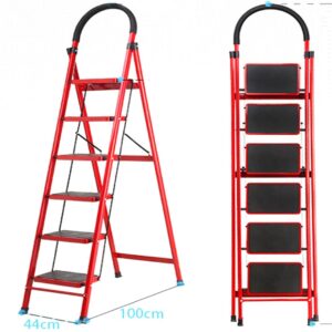6 Steps Anti-Skid Iron Ladder Dormitory Stepladders Courtyard Repair Ladder Family Ladder Stool/Peda