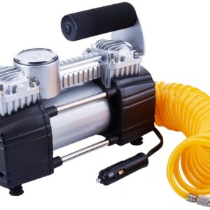 12V Tire Inflation-Heavy Duty Double Cylinders Direct Drive Metal Pump Vehicle Pumping Machine