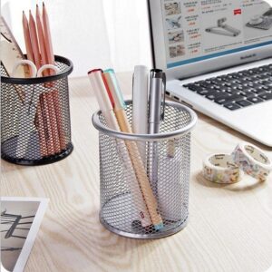 Circular Grid Metal Pen Holder Creative Stationery Storage Ornaments Fashion Desktop Office Supplies