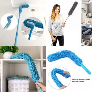 Foldable Microfiber Fan Cleaning Duster Steel Body Flexible Fan mop for Quick and Easy Cleaning of Home, Kitchen, Car, Ceiling, and Fan Dusting Office Fan Cleaning Brush with Long Rod