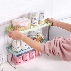 Support Storage Kitchen One Tier Organiser Shelf Jar Rack Pantry Practical Cupboard Convenient