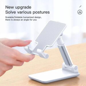 Cell Phone Stand, Adjustable Angle Height Phone Stand for Desk, Foldable Aluminum Desktop Phone Holder, Tablet Stand Compatible for Cell Phone