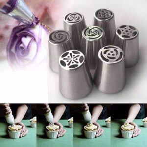 7Pcs Russian Icing Piping Nozzles Stainless Steel Flower Cream Pastry Tips Cake Decorating Tools