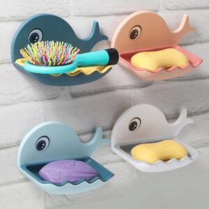 Whale Shaped Soap Holder Bathroom Drain Soap Box Toilet Soap Holder Wall Mounted Soap Dishes Self Adhesive