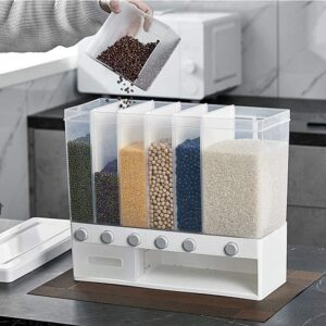 Dry Food Dispenser 6-Grid Cereal Dispensers Food Storage Container Kitchen Storage Tank for Cereal,