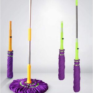 360 Degree Twist Floor Mop, Stainless Steel Handle Hands Free Retractable Mop with Cotton Yarn Head for Household Cleaning