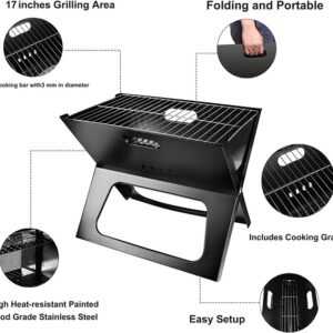 Foldable Charcoal Grill, Portable BBQ Barbecue Grill Lightweight Simple Grill for Outdoor Cooking Camping Hiking Picnics Garden Travel