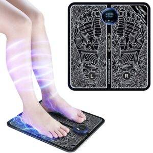 Foot Massager Pain Relief,Electric EMS Massage Machine Mat,Rechargeable Portable Folding Automatic with 8 Mode/19 Intensity for Legs,Body,Hand Device for Men and Women