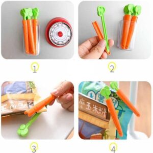 Sealing Clips, Multi Purpose, Food Bag Clips Carrot Shape for Household for Kitchen