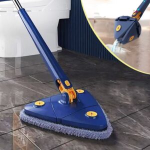 Triangle Mop, 360 Rotatable Adjustable Cleaning Mop Extendable Automatic Squeezing Mop with 2 Reusable Mop Pads for Floor Window Wall Cleaning
