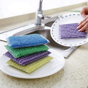 4pcs Soft Sponge Scrubbing Pads, Used in Cleaning, kitchen, household, Water absorbent