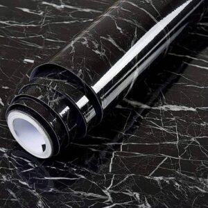 Kitchen Oil Proof Black Marble Wall Paper 200cm x 60cm CM Peel and Stick Countertops Waterproof, Anti-Mold , Heat Resistant