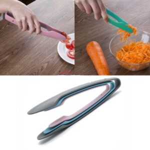 Small Silicone Tongs for Cooking , Mini Serving Tongs-600°F Heat Resistant Non Stick Silicone Tip Stainless Steel Tongs