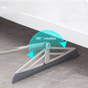 Silicone Magic Broom, Magic Broom with 49 Inch Long Handle, 180° Rotation, Removable Sweeping Broom, Water Scraper for Floor, Window Cleaning Tool