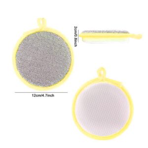 Multi-Purpose Kitchen Double Side Round Dishwashing Sponge Scrubber Rag Dish Pad Cleaner Home Kitchen Cleaning Tool Sponges